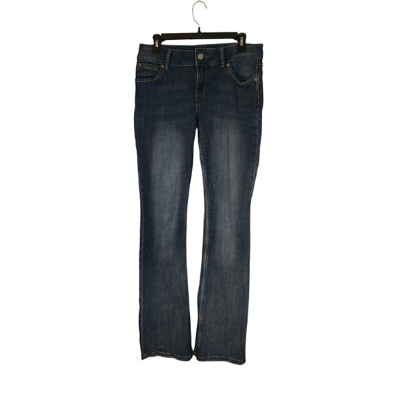 Wrangler Bootcut Embroidered Jeans Women Size 9/10 Blue Casual Denim Medium Wash - Picture 1 of 14